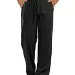 Kvruhuiy Herren Baumwollhosen Leichte Loose Sommer Strandhose mit Kordelzug
