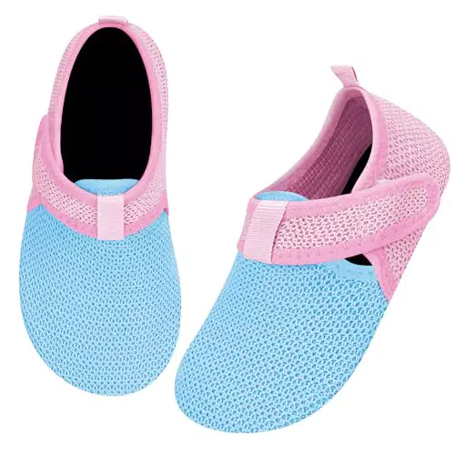 Kyopp Hausschuhe Kinder Jungen Slipper Rutschfest Klettverschluss Barfussschuhe