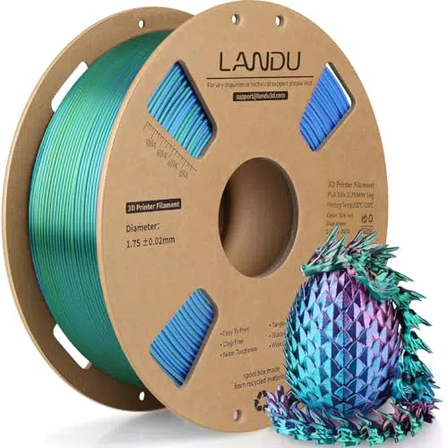 LANDU Silk PLA Filament 1,75mm für 3D Drucker - Hochglänzende Oberfläche, Maßgenauigkeit +/-0,02mm