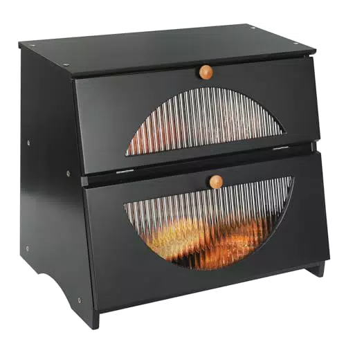 Leader Accessories Bambus Brotkasten 2 Etagen lebensmittelecht Brotaufbewahrung