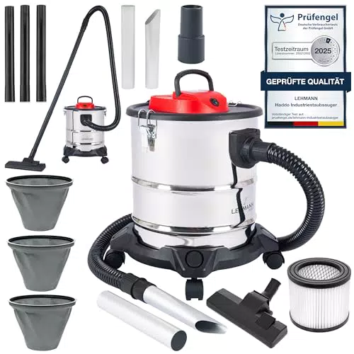 LEHMANN Haddo Industriestaubsauger 2000W, Kaminsauger mit Doppelfilteranlage