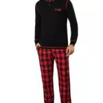 Litherday Herren Schlafanzug Kariert Pyjama Set aus Baumwolle für den Winter