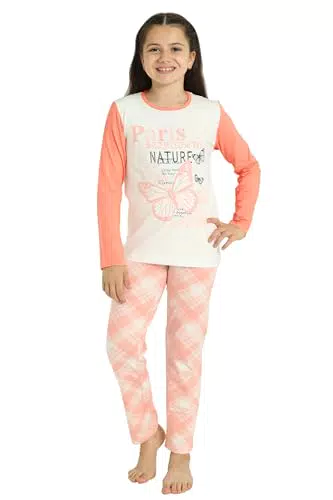 LOREZA® Mädchen Pyjama Baumwolle - Zweiteiliger Schlafanzug Modell 2