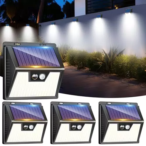 LOTMOS Solarlampen mit Bewegungsmelder für Außen, IP65 wasserdicht, 3 Modi