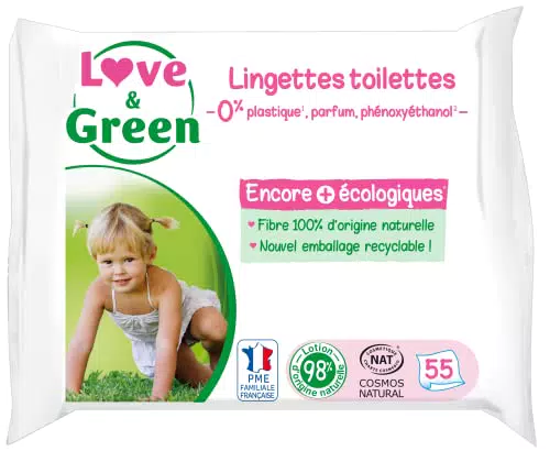 Love & Green Ökologische Toilettentücher – Zertifiziert von ECOCERT und FSC
