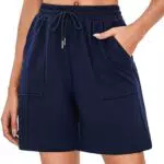 Marvmys Damen Sportshorts High Waist Bermuda mit Taschen für Fitness und Laufen