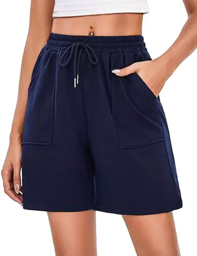 Marvmys Damen Sportshorts High Waist Bermuda mit Taschen für Fitness und Laufen