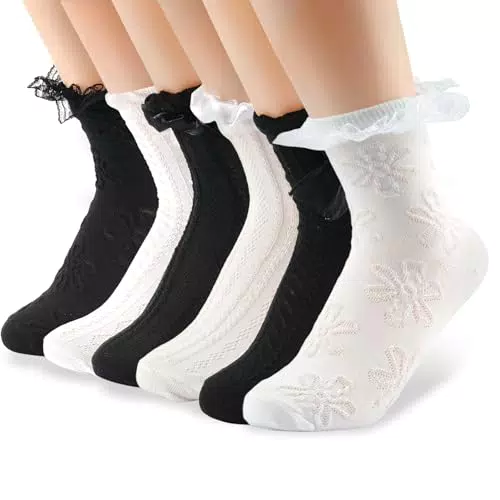 Maxmoc Rüschen Socken für Damen – Prinzessinnen Stil Knöchelsocken für Partys