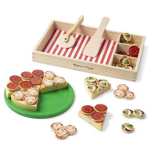 Melissa & Doug Pizza-Party Spielset aus Holz für kreatives Rollenspiel ab 3 Jahren