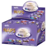 Milka Naps Mix - Mini-Schokoladentäfelchen aus Alpenmilch, Erdbeer und Haselnuss