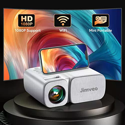 Mini Beamer Projektor mit 4K-1080P, tragbarer WiFi Beamer für iOS/Android
