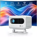 VOPLLS Mini Beamer 4K Projektor mit E-Fokus und Trapezkorrektur, tragbar und WiFi 6
