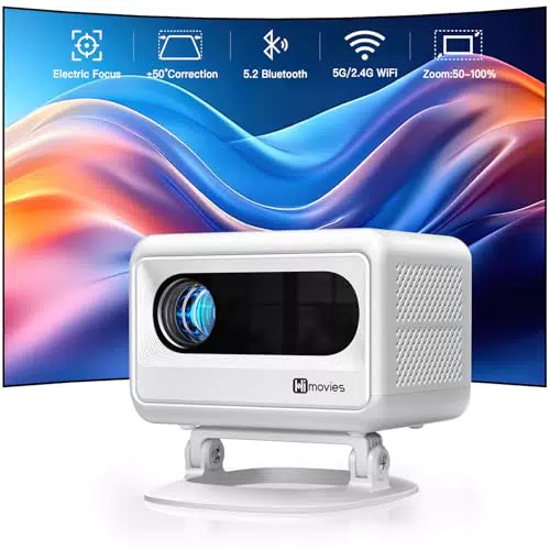 VOPLLS Mini Beamer 4K Projektor mit E-Fokus und Trapezkorrektur, tragbar und WiFi 6