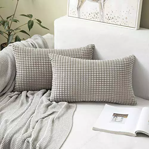 MIULEE Kordsamt Dekokissen Set für Wohnzimmer und Schlafzimmer - Weiß