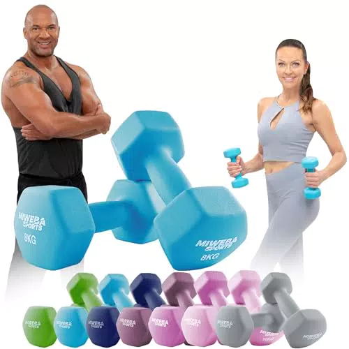 Miweba Sports Neopren Hantelset NKH100, 𝐏𝐫𝐨𝐟𝐢 Hantel - Hexagon Hanteln Set - Kurzhanteln - Kurzhantel Set - Gymnastikhanteln - Hantel Set - Dumbbell - 0