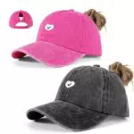 NOEMIN Damen Baseballkappe mit Pferdeschwanz – verstellbare Baumwollmütze für Sport