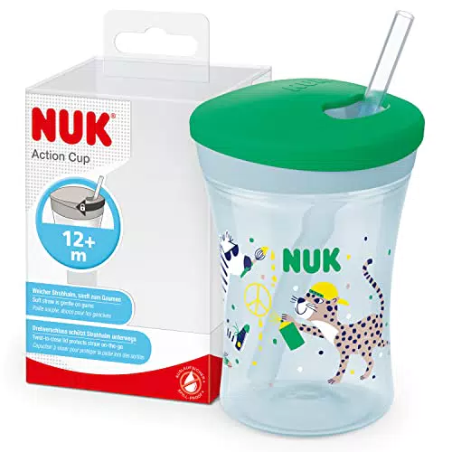 NUK Action Cup Trinkbecher für Kinder – Auslaufsicher, BPA-frei, mit Strohhalm