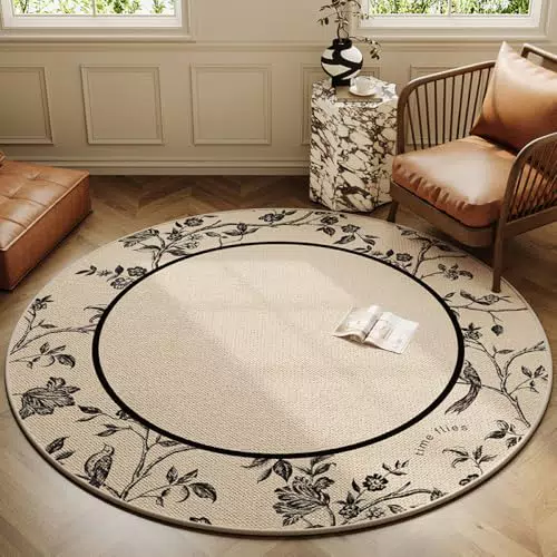 Nyescasa Vintage Boho Teppich Rund Waschbar Rutschfest für Wohnzimmer und Schlafzimmer