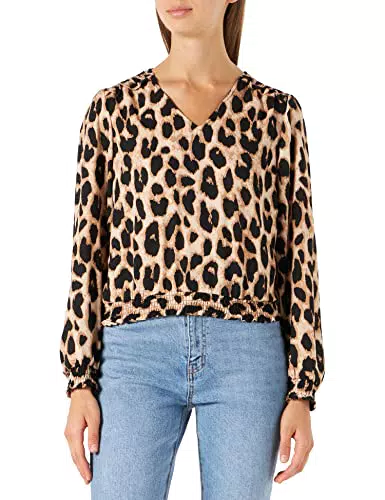 ONLY Damen Onltiana L/S Smock Top WVN Noos Bluse, Black/AOP:Lanna Ditsy