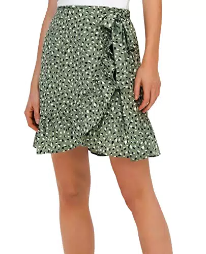 ONLY Damen ONLOLIVIA WRAP Rock WVN NOOS, Hedge Green/AOP:Hella Graphic