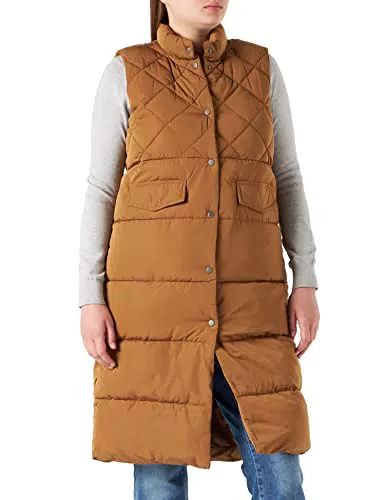 ONLY Damen Lange Puffer Weste, Wattierte Stepp Übergangsjacke