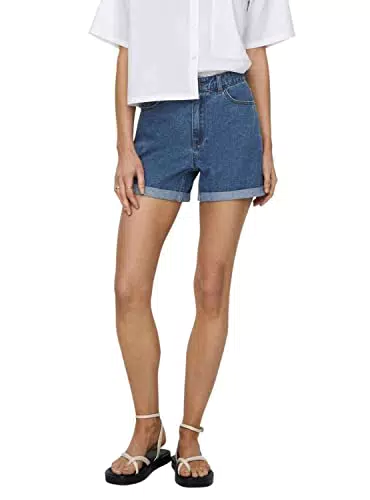 ONLY Damen Shorts High Waist 5-Pocket Design mit Knopfleiste und Reißverschluss