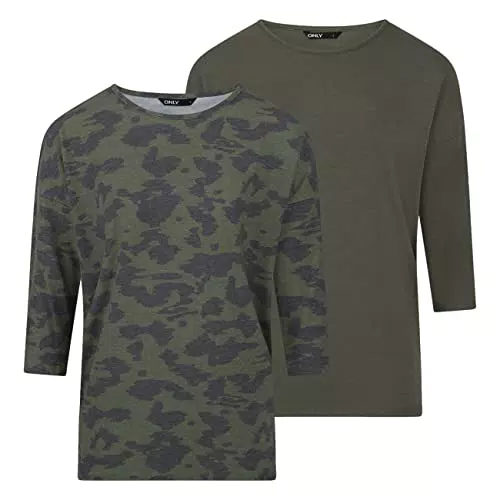 ONLY ONLGLAMOUR 3/4 Ärmel Basic Shirt Rundhals Loose Fit Langarmshirt
