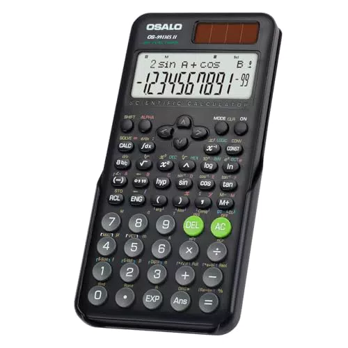OSALO Wissenschaftlicher Taschenrechner 401 Funktion 10+2 Stellen Geschriebenes Display Solar und Batterie Rechner Schutzhülle für Schule Schwarz …