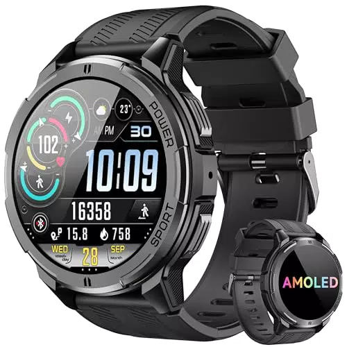 OUKITEL Smartwatch Herren - Militär Fitness Tracker mit 123 Sportmodi und AMOLED Display