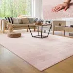 Paco Home Waschbarer Teppich Wohnzimmer Schlafzimmer Kurzflor rutschfest Flauschig Weich Moderne Einfarbige Muster