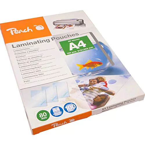 Peach Laminierfolien A4 - 125 mic - 100 pouches - matt - beschreibbar - Premiumqualität für beste Laminierergebnisse - kompatibel mit Geräten aller Markenhersteller - S-PP525-22