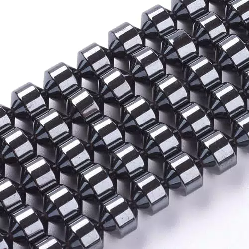 Perlin Hämatitperlen 6mm für Armbänder Heishi Perlen Strang 38cm