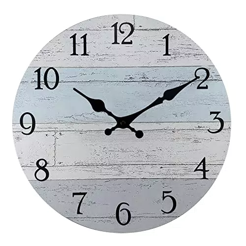 Plumeet Wanduhr Holzrahmenlos mit geräuschlosem Quarzwerk für Wohnzimmer und Küche