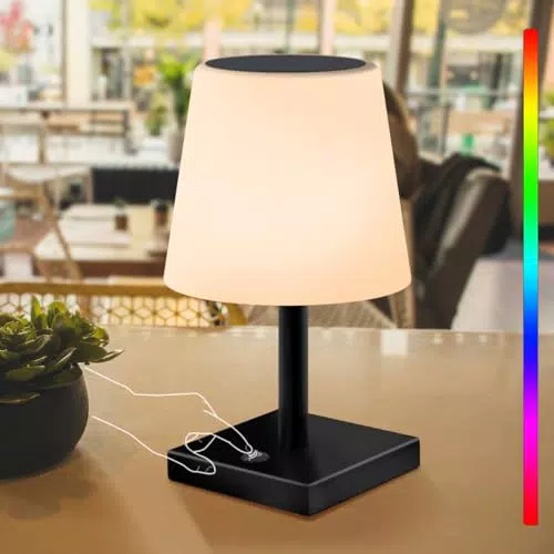 Postlucky Solar Tischlampe 2in1 LED Kabellos IP44 Wasserdicht für Innen und Außen