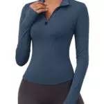 Rapbin Langarm Laufshirt Damen Slim Fit mit Reißverschluss und Daumenloch