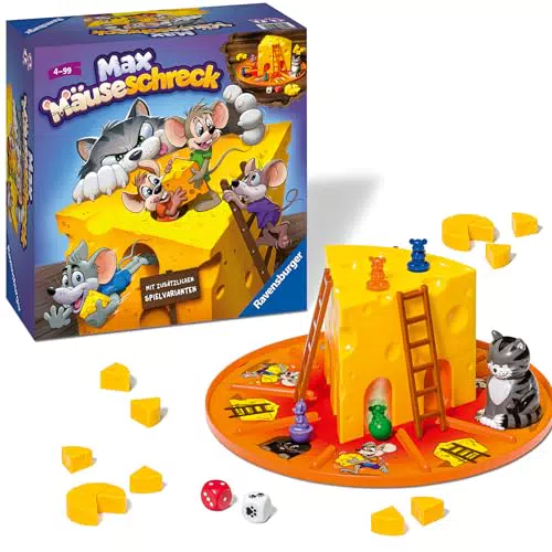 Ravensburger Kinderspiele 24562 - Max Mäuseschreck - Würfel-Laufspiel für 2 bis 4 Spieler ab 4 Jahren & Kinderspiel 21353 - Monsterstarker Glibber-Klatsch - ab 5 Jahren