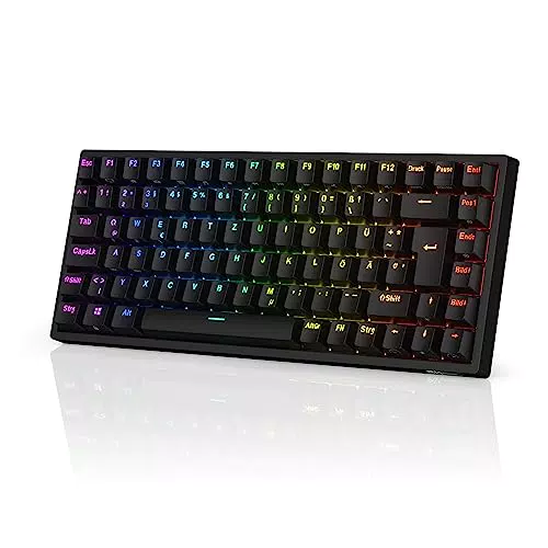 RK ROYAL KLUDGE RK84-DE Gaming Tastatur, Bluetooth, Mechanisch, RGB, TKL, Mac & Windows