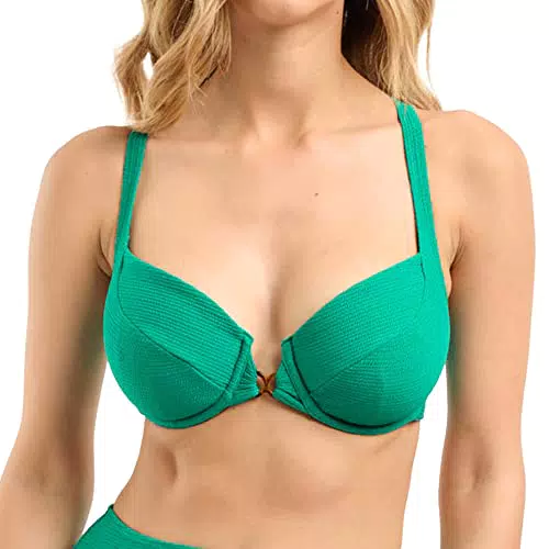 Sans Complexe Damen Glamourous Textured Badeanzug Top mit Bügel