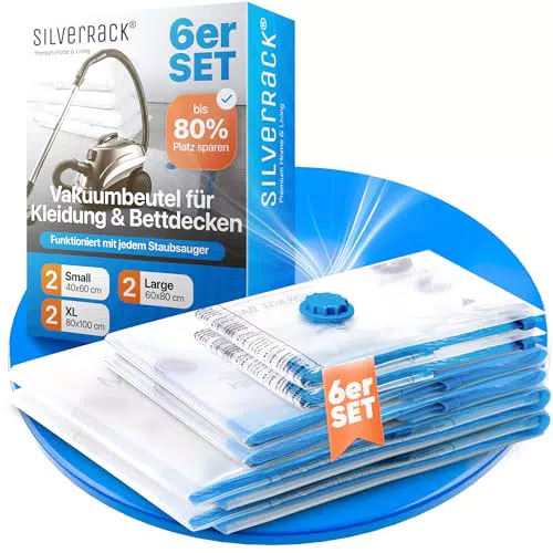 SilverRack Vakuumbeutel Set Reise in Größe - Travel Vakuumbeutel für Kleidung zum Rollen - Vakuum Kleiderbeutel - Kleider Vakuumierbeutel als Backpacker Vacuum Bags