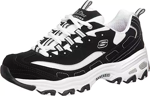 Skechers Damen D'lites Biggest Fan Sneaker, Navy Trubuck White Mesh Carolina Blue Trim