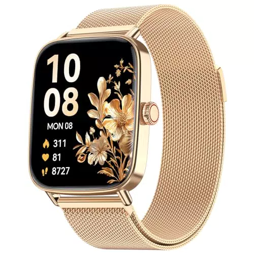 Smartwatch Damen mit Telefonfunktion, 1.85" HD Uhren Damen mit Herzfrequenz Schlafmonitor SpO2 Schrittzähler