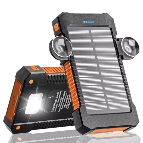 Solar Powerbank mit Saugnapfhalterung, 3 USB Anschlüsse, wasserdicht für Outdoor