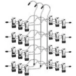 SONGMICS Hosenbügel platzsparend mit Clips, rutschfest und verstellbar, CRI042BK
