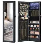 SONGMICS Schmuckschrank mit Spiegel, abschließbar, für Halsketten und Ohrringe