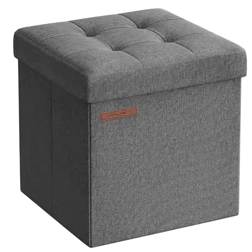 SONGMICS Sitzhocker mit Stauraum, kleine klappbare Sitzbank