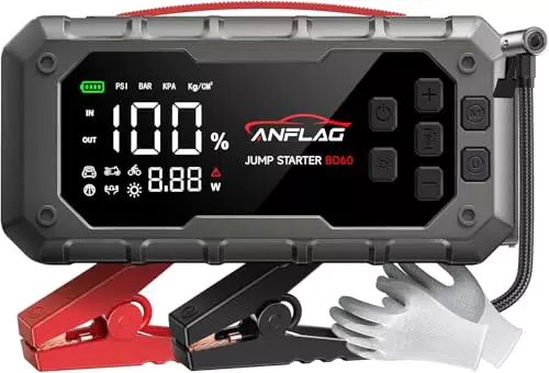 ANFLAG Starthilfe Powerbank mit Kompressor, 8000A, 26800mAh, PD65W