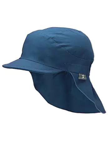Sterntaler Schirmmütze Nacken Basic - Unisex Baby- und Kinder Mütze mit Nackenschutz - UV-Schutz 50+ Hut aus Popeline - leichte Sommer Kopfbedeckung mit Gummiband - blau