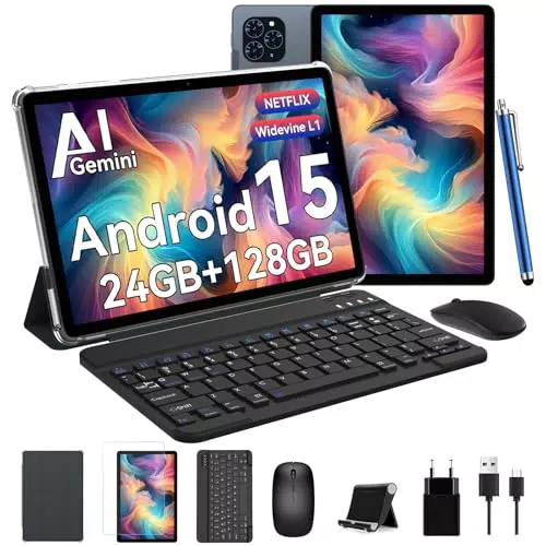 TABWEE Android 15 Tablet mit 24GB RAM und 128GB ROM, Octa Core, 11 Zoll FHD