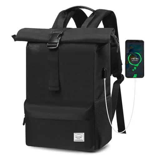 TANTOMI Rolltop Rucksack unisex, wasserdichter Laptop-Rucksack für Schule und Freizeit