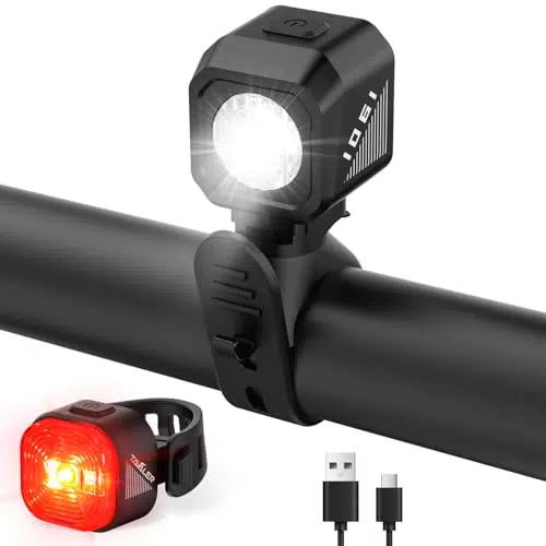 Tavaler Fahrradlicht Set USB Aufladbar mit StVZO Zulassung und IPX5 Wasserdicht